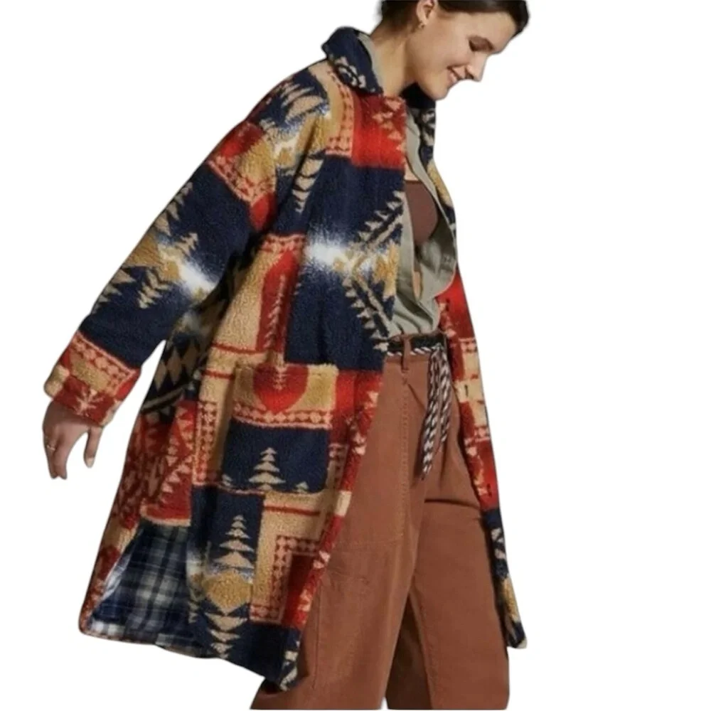 Women’s Anthropologie Pilcro Sherpa  Multicolor Patterned Coat